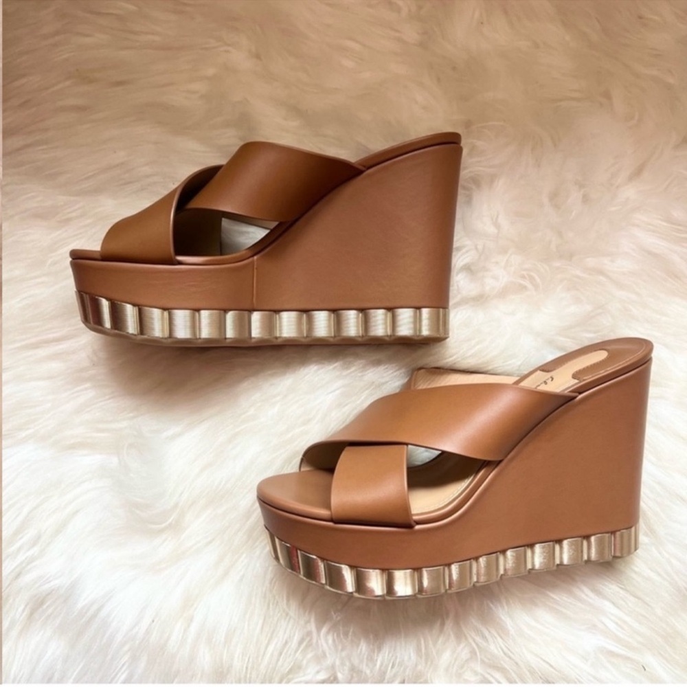 New! Salvatore Ferragamo Nicosia Wedge Platform Sandals in Brown Leather - Picture 10 of 14